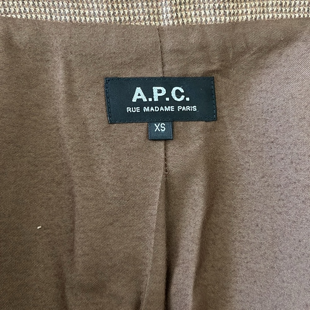 A.P.C. Car Tweed Hounstooh Classic Brown Blazer Caot Jacket - Picture 7 of 9